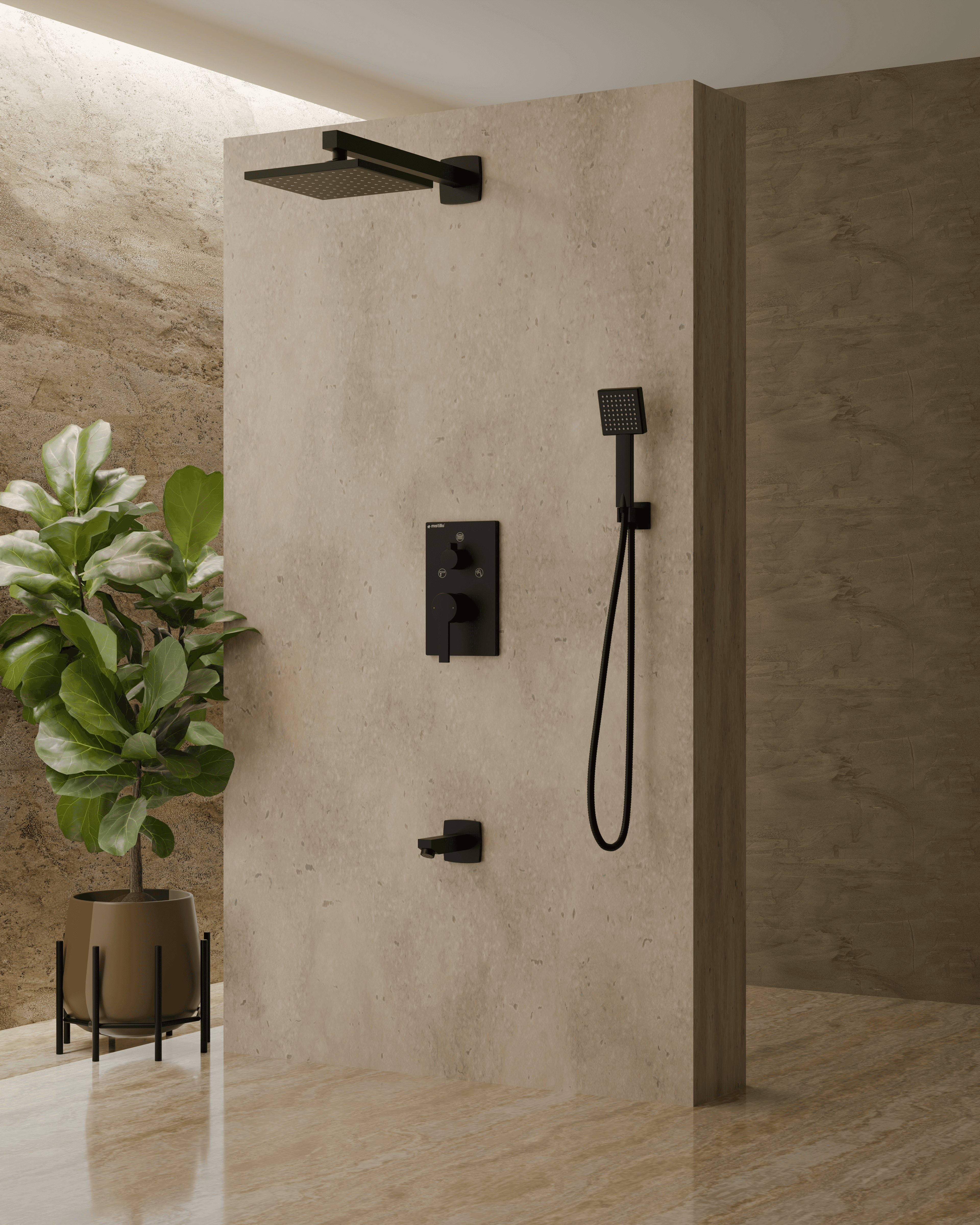 Ankastre duş seti takılı modern banyo